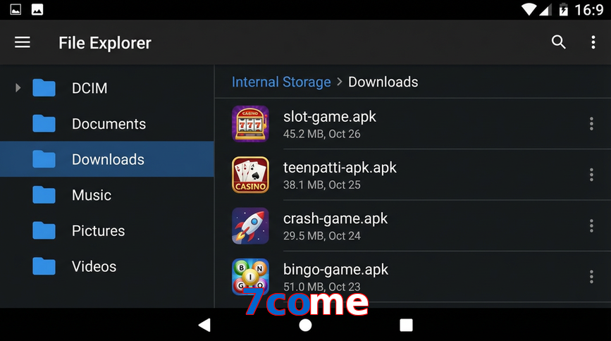 Main screen of 7Come gameapk page for PK players